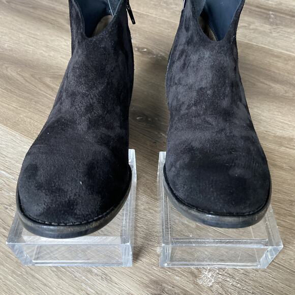 Paul Green Ankle Booties Womens Sz 6.5 Black Suede Zipper 2.5" Heel - Picture 4 of 9